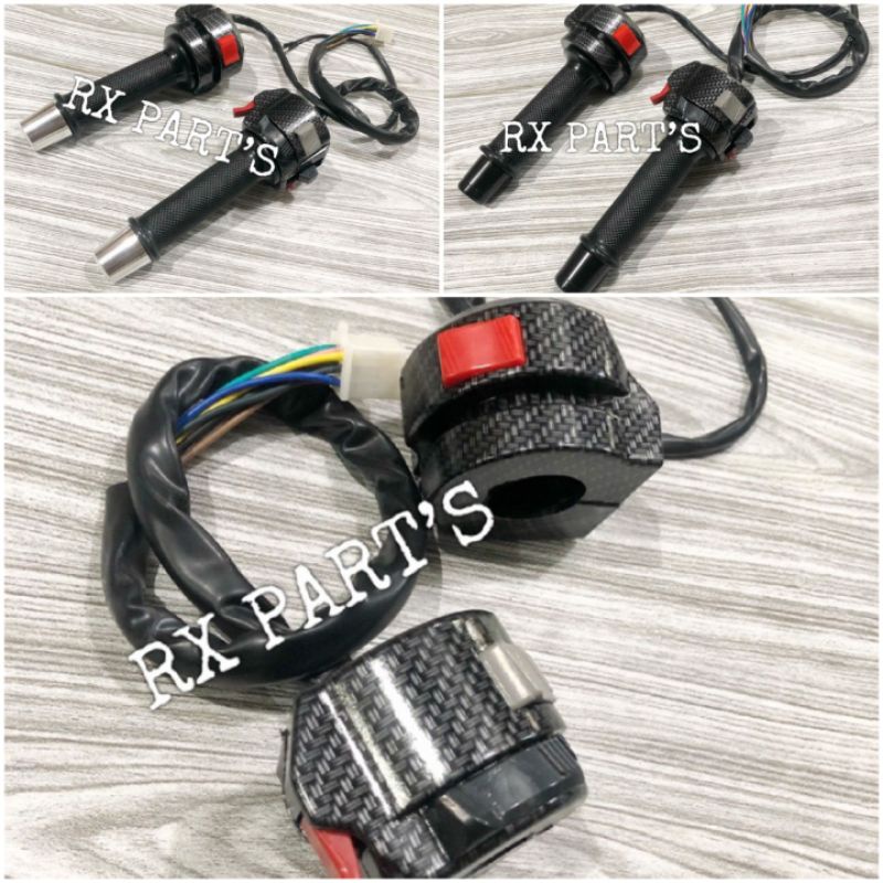 SAKLAR KANAN KIRI CARBON / CARBON  +GRIP YAMAHA, JALU STANG ,RX KING NEW RX K RXKING - VIXION OLD / 