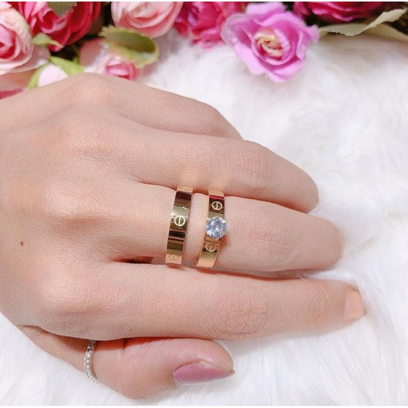 Cincin titanium wanita lapis emas 2in1 CT86-96 LN