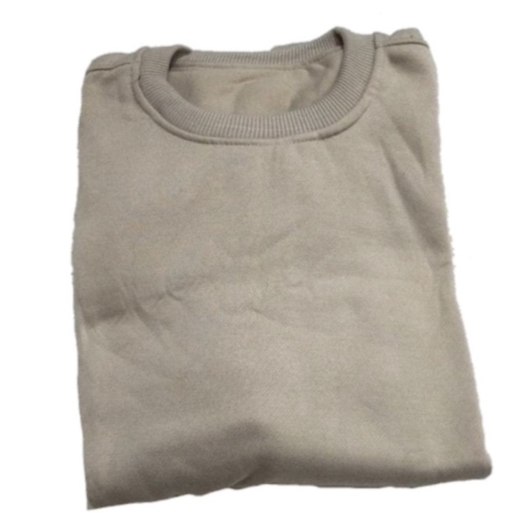 SWEATER BASIC UNISEX SIZE M-XXL (WANITA &  PRIA)-BEIGE