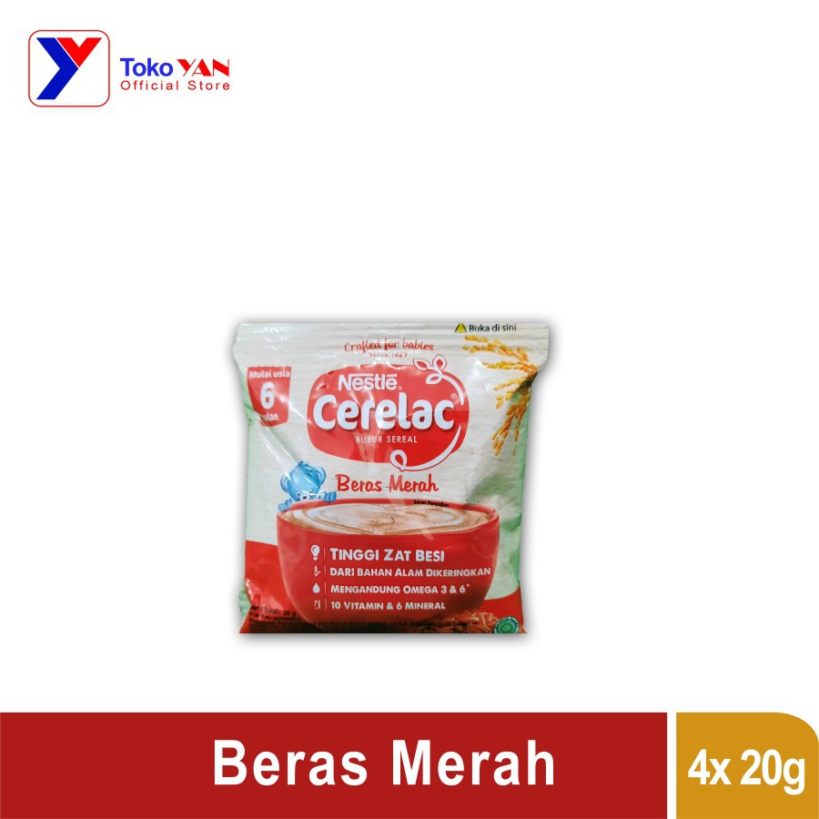 

Nestle Cerelac Bubur Sereal Beras Merah Sachet 4x20gr