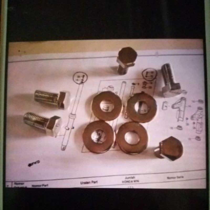 baut & Ring shock depan honda win 100 crome