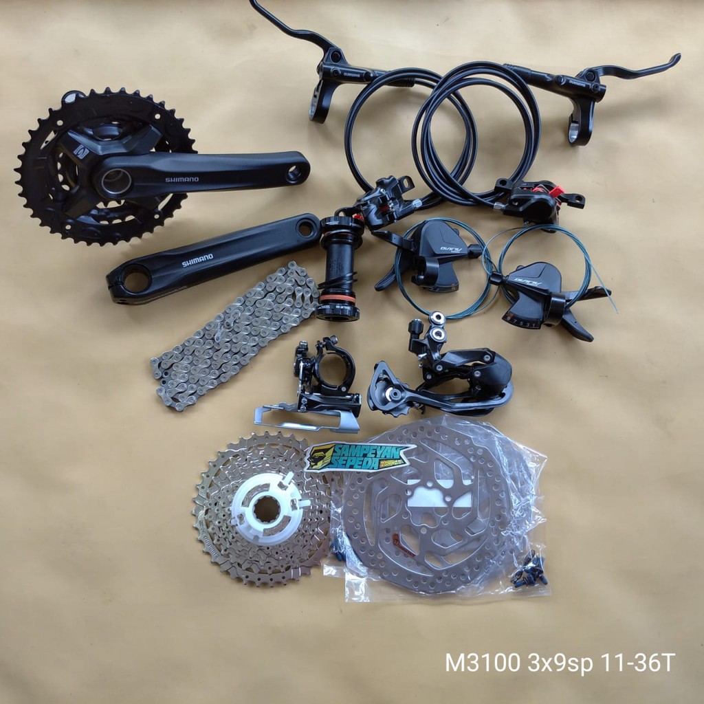 Groupset Group Set Deore M3100 9sp 9 Speed 11-36T Original Shimano