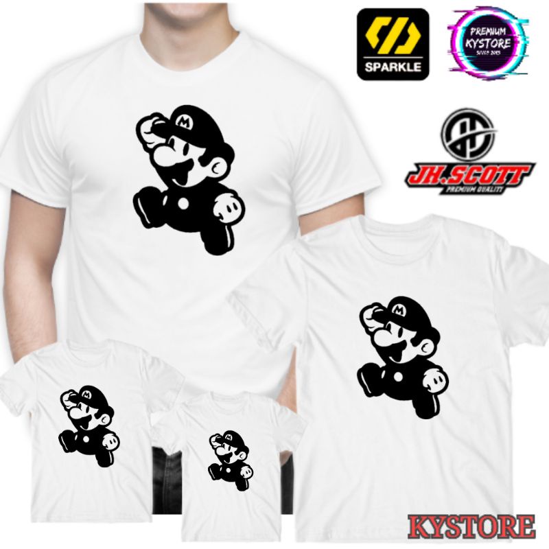 kaos anak dan dewasa motif mario bros pakaian pria - kystore