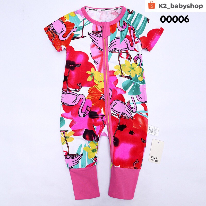 BABY K2 - BABY SHORT SLEEVE ZIPPYSUIT MOTIF FLAMINGO KODE 00006