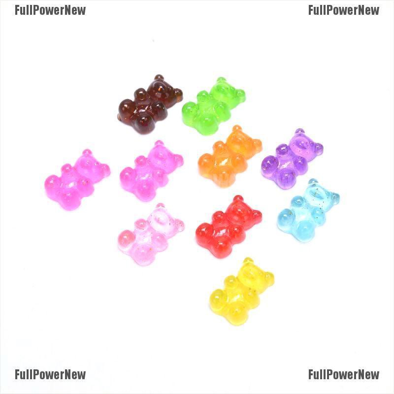 [FULLのJY] 10Pcs/Set  Acrylic Candy Color Bear Charms Pendants DIY Jewelry Making Craft