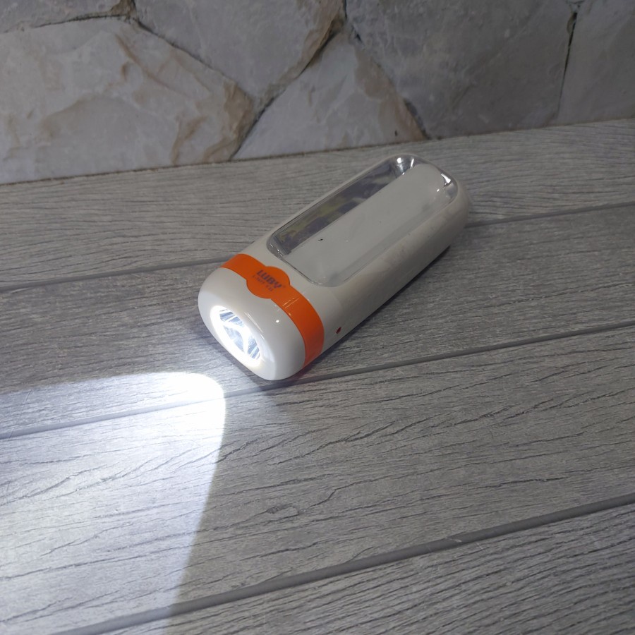 Lampu Emergency Mini Cahaya Putih Luby L 7677 1W Tahan 4 Jam 900 mAh