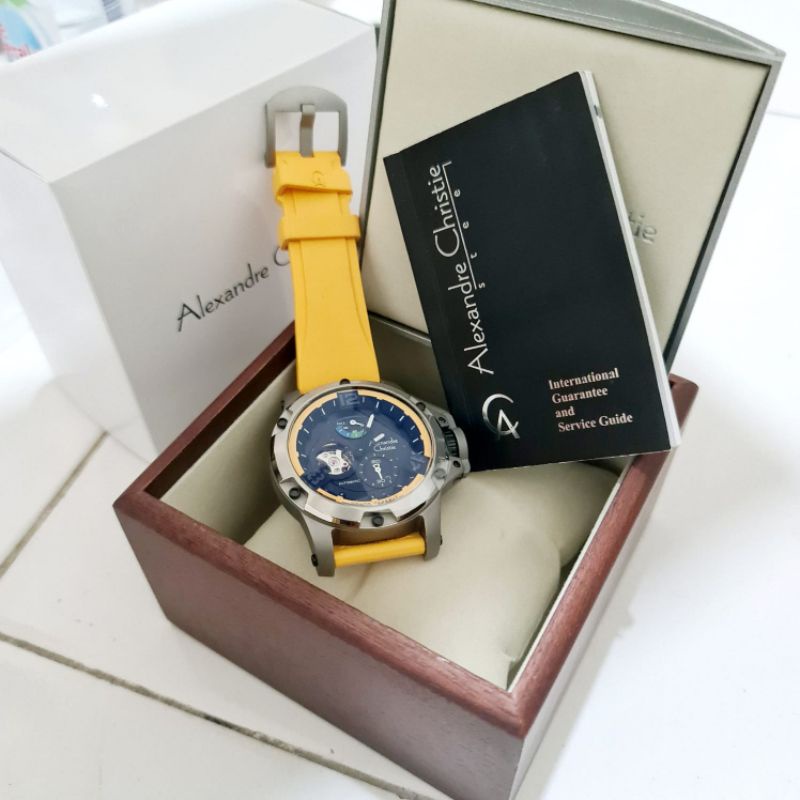 AC 6295 Matic / Jam Cowok Alexandre Christie AC6295 Titannium Automatic Rubber / ac 6295 mc