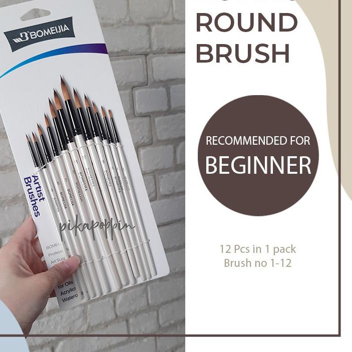 

[KODE PRODUK 93] Artopia BOMEIJIA Round/Filbert/Flat Brush 12 pcs TERBARU!!!