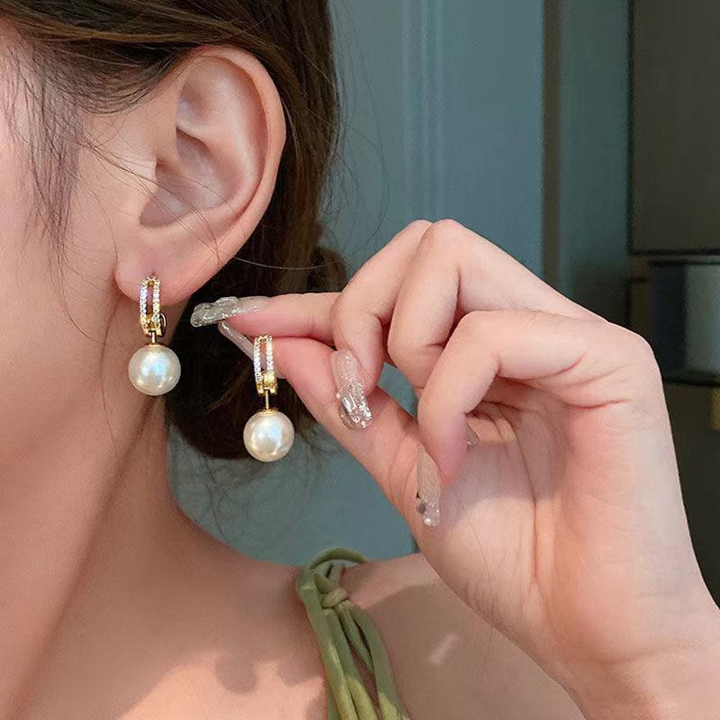 Anting Tusuk Gantung Sterling Silver 925 Desain Tetesan Air Hias Mutiara Gaya Korea / Retro / Simple Untuk Wanita