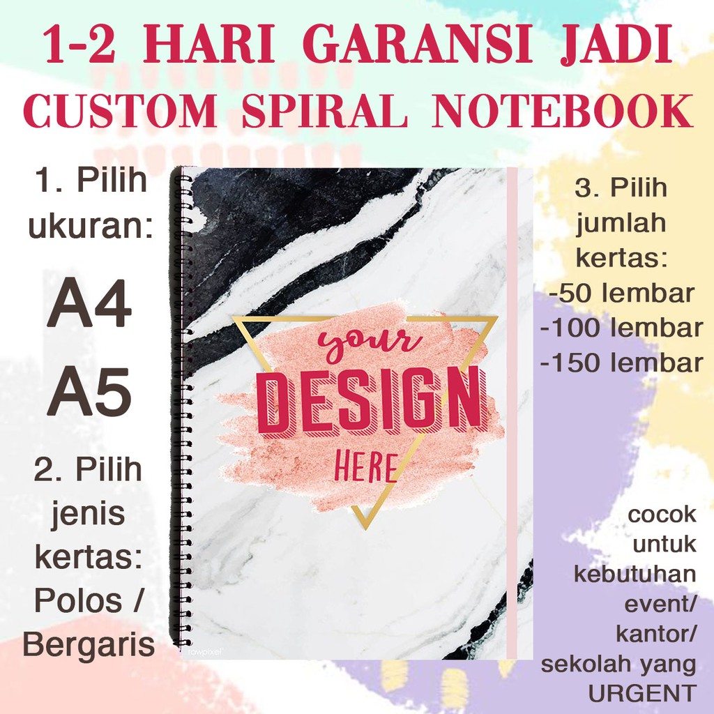 

Custom Notebook A4 / A5 Spiral Ruled Buku Tulis Catatan Blocknote Seminar Event Kantor Sekolah