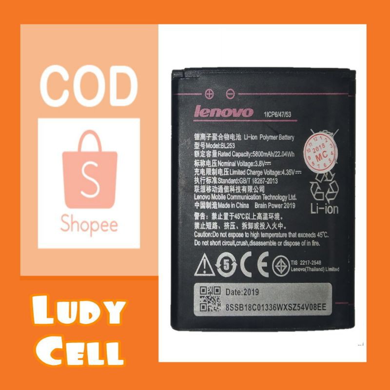 Baterai Batre Batrai Lenovo A1000 A2010 A3600 A3800 BL 253 Original