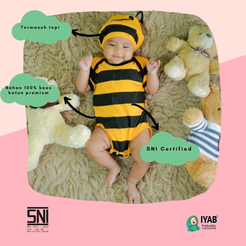 IYAB  Baju Bayi Jumper Bayi Lebah Katun Unisex-7