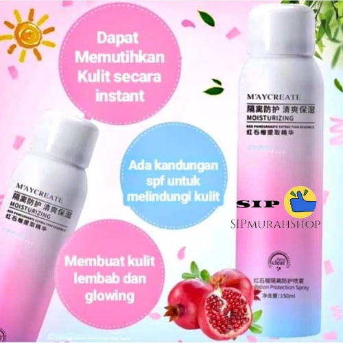 Maycreate Spray Pemutih Kulit 150 ml ORIGINAL / Pemutih Glowing - maycreate instant whitening Spray Skin Whitening Moisturizing Sunscreen Protection Body Cream Instant / MAYCREATE WHITENING INSTANT SPRAY PEMUTIH INSTAN DENGAN SPF SUNSCREEN BASE MAKEUP