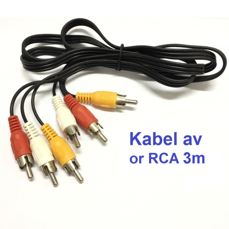 Kabel Video Jack RCA DVD to TV 3m - AV konektor Audio Video 3 meter cabang 3 ke 3 male cowo