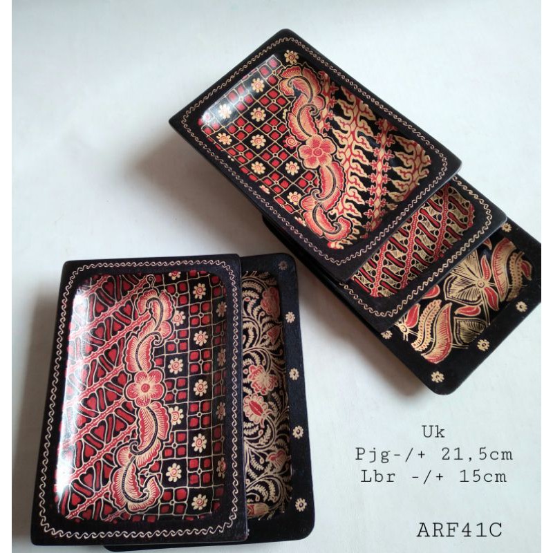piring batik kayu wadah saji tempat makan dekorasi dapur