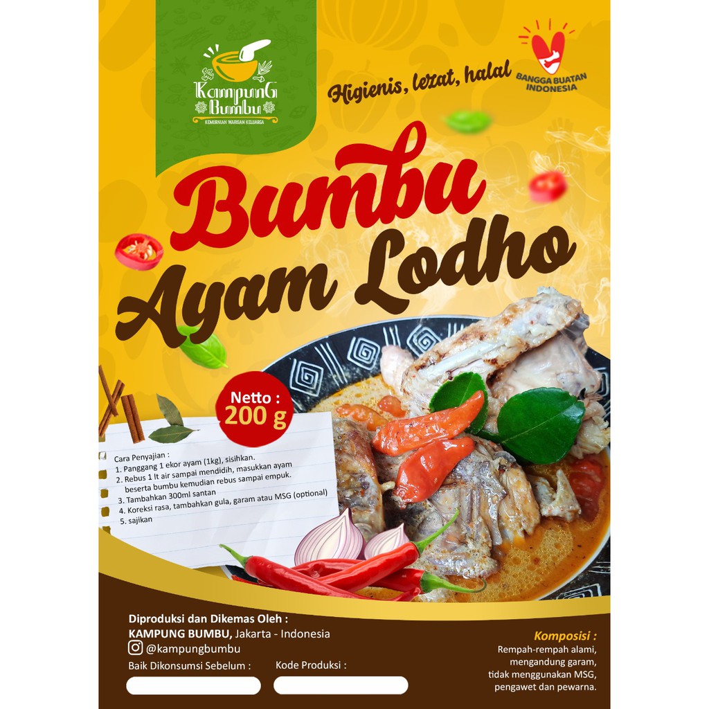 Bumbu Ayam Lodho Kemasan 200gr ( Kampung Bumbu )