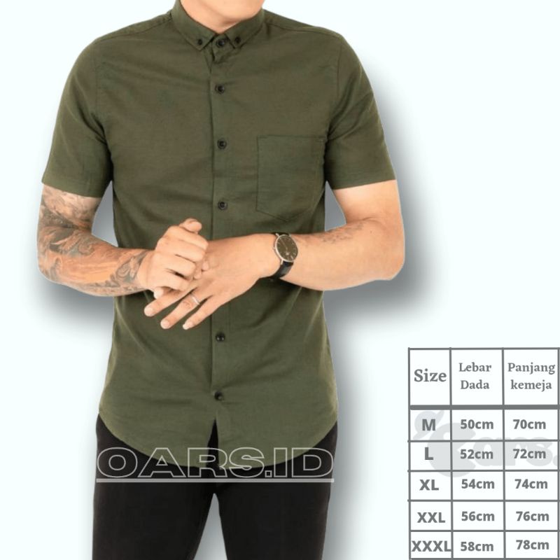 kemeja pria polos lengan pendek putih boyi topman jumbo big size slim fit