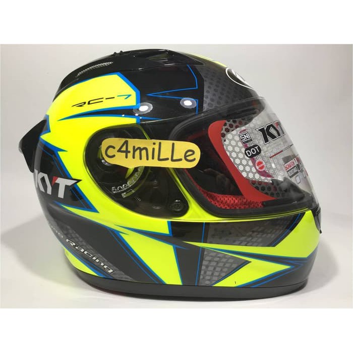 HELM KYT RC 7 MOTIF #16 YELLOW FLUO GUN METAL BLACK FULL FACE RC7