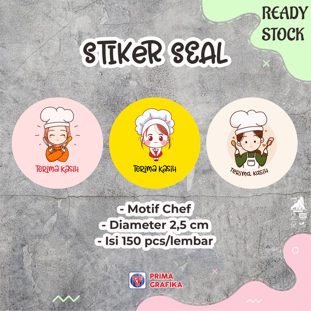 

Stiker Roti / Stiker Label / Seal / Sticker Kertas Roti Motif Chef Bulat untuk Wrap Paper / Kertas Bungkus - Prima Grafika