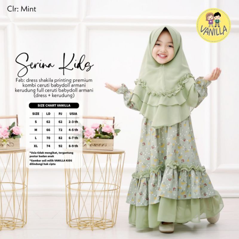 SERINA KIDS ORI BY VANILLA Setelan Gamis Dress Syari Anak Perempuan 2 - 9 Tahun Shakila Premium Mix 