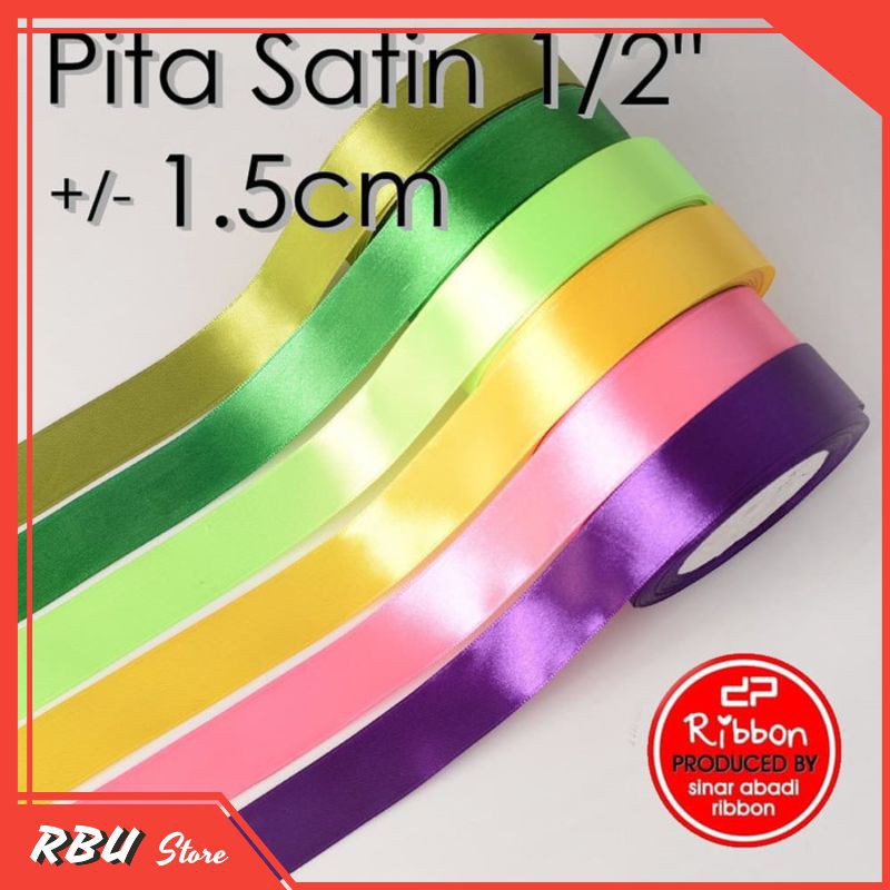 PITA SATIN 1/2" RIBBON 1/2 INCH 1.5CM KAIN POLOS GROSIR 13 CM GROSIR TERMURAH M330