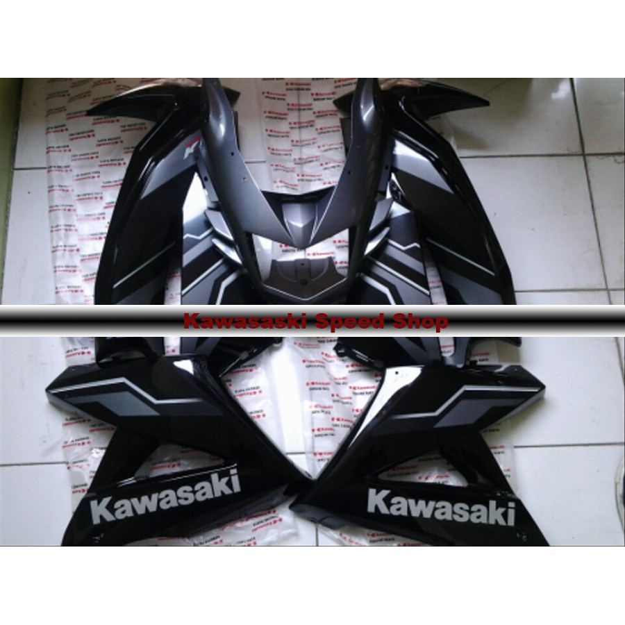 Body Fairing Atas Bawah Set Cover Batok Lampu Depan Ninja RR New Grey / Abu-abu Original