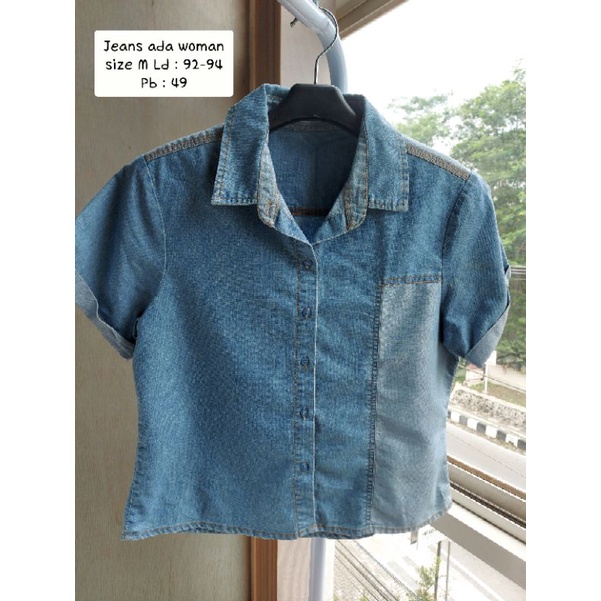 kemeja crop jeans ada woman