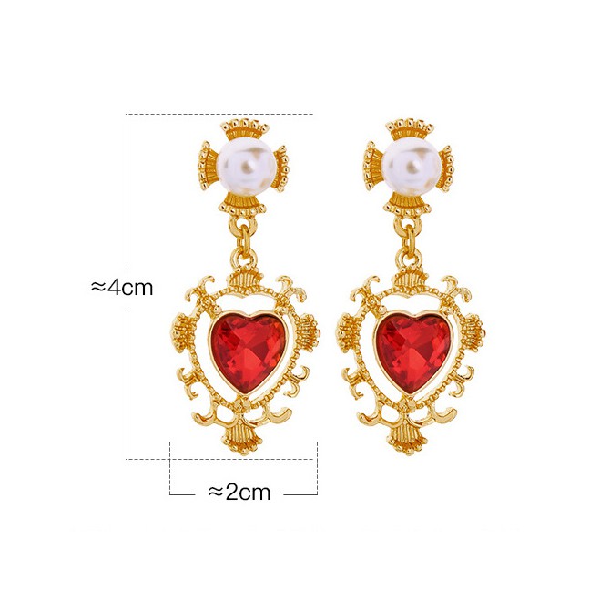 LRC Anting Tusuk Fashion Gold Heart-shaped Pearl Earrings In Sterling Silver D03276