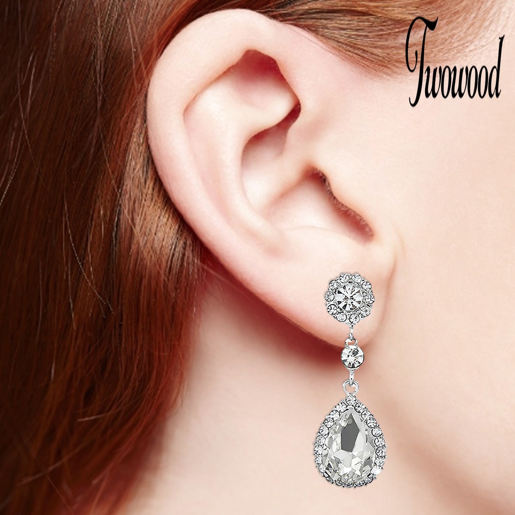 Anting Berlian Imitasi Model Water Drops Chandelier Untuk Wanita