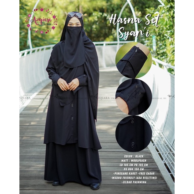 Hasna Set Syari Free Khimar cadar by Azqiara