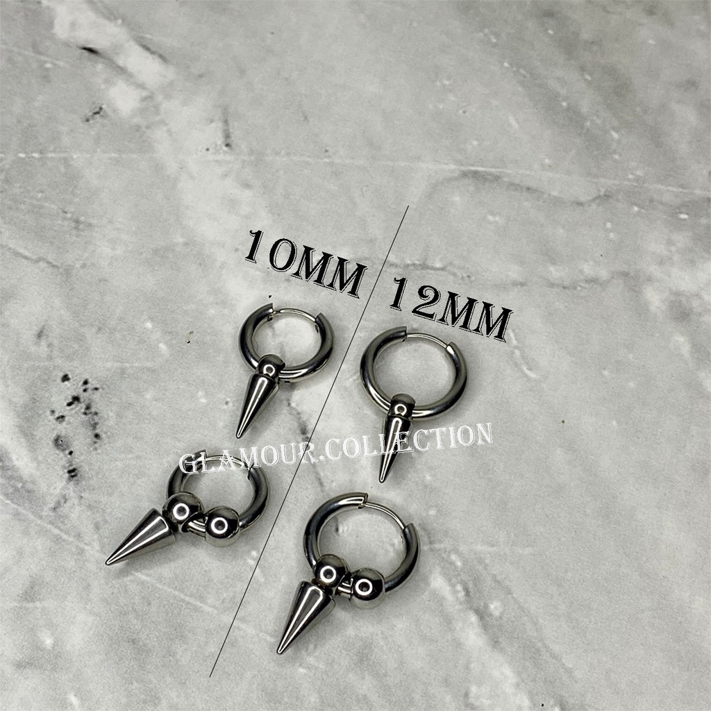 [COD] Anting Tindik Telinga Pria Titanium Model Bulat/Ring Bandul Kerucut Bulat Ala Kpop SILVER