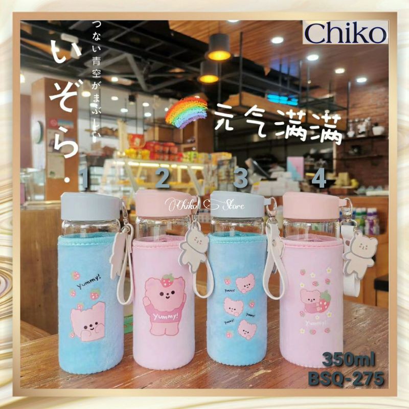 Chiko Botol Minum Motif Cantik Beling Kaca BSQ-275 350ml