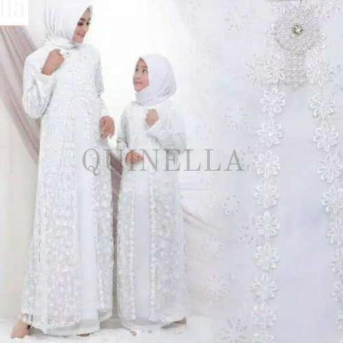 GAMIS PUTIH BRUKAT TILE MEWAH ANASYA & BRUKAT GLITTER ANAK PREMIUM  FORMAL GAMIS LEBARAN/UMROH/HAJ