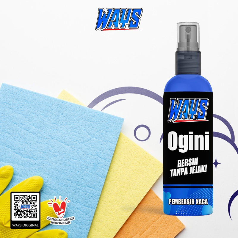 [A007] Cairan Pembersih Waterspot Noda Bercak Kaca Mobil Cermin Furniture Glass Cleaner Ways Ogini - 100ml