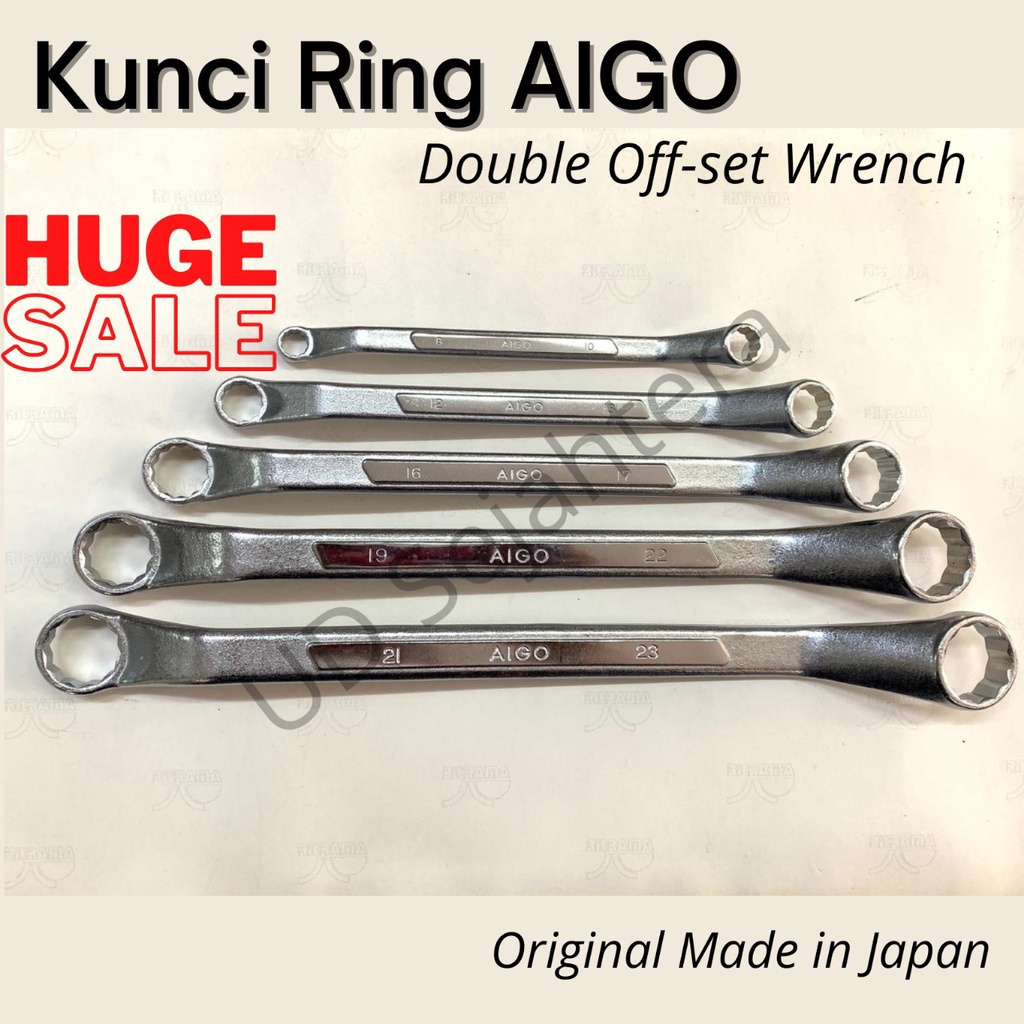 Kunci Ring/Double Off-set Wrench AIGO Asli Made in Japan