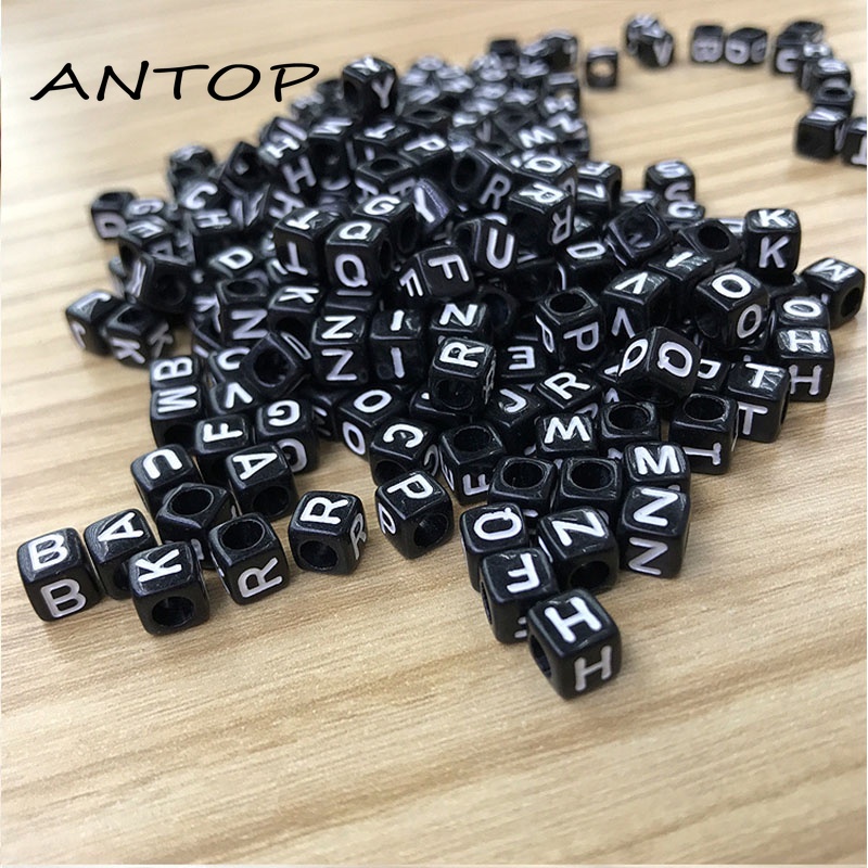 100 Pcs/pack Diy Hip-Hop Punk Hitam Gelang Persegi Manik-manik Aksesoris Fashion ANTOP