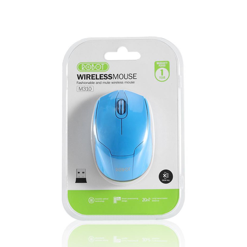 ROBOT M310 Mouse Wireless 2.4 GHz Mute Key Mouse SILENT CLICK 2.4G USB Receiver Mengklik Tanpa Suara