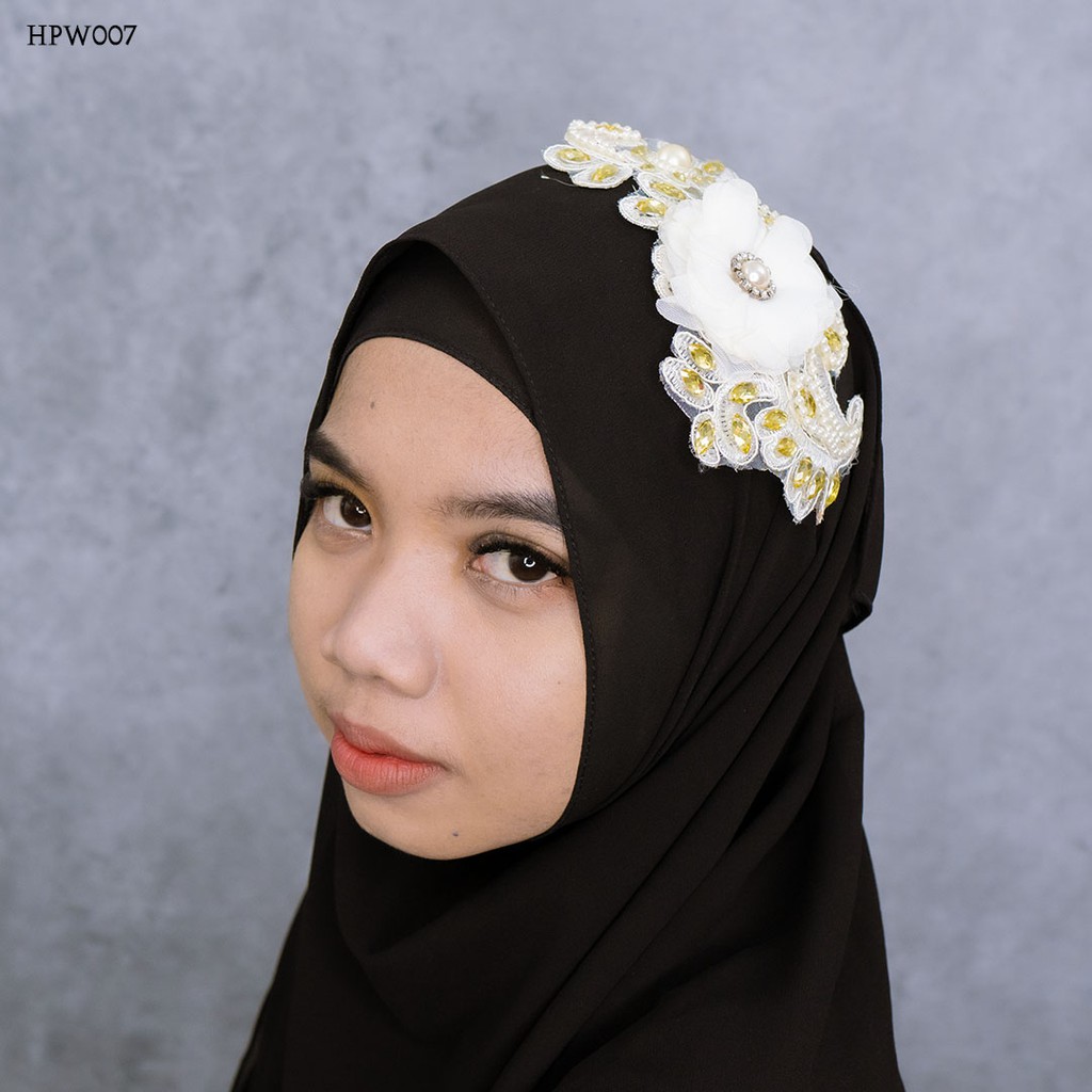 [BISA COD] HEADPIECE CROWN WEDDING MODERN HIJAB LACE BROKAT AKSESORIS HPW007