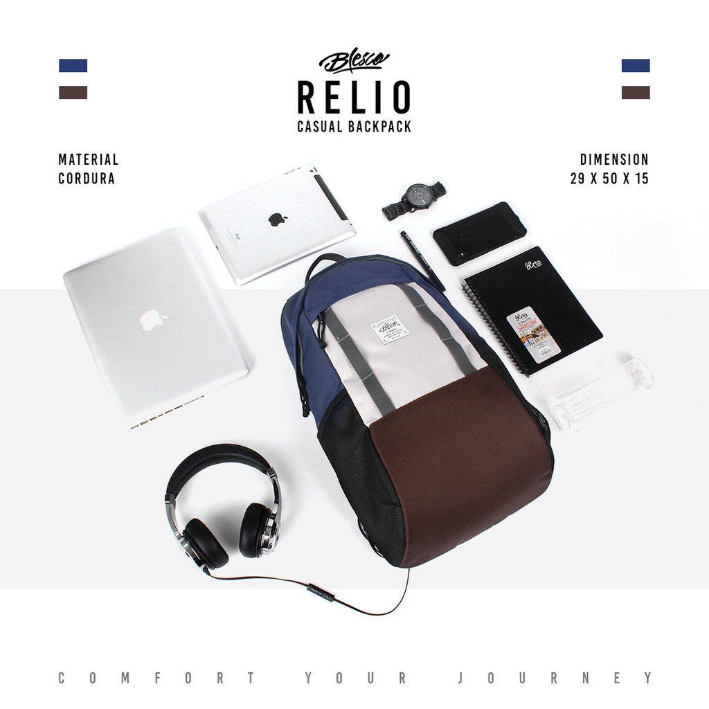 Tas Punggung Pria Warna Navy - Blesco Relio Tas Kuliah Casual milenial