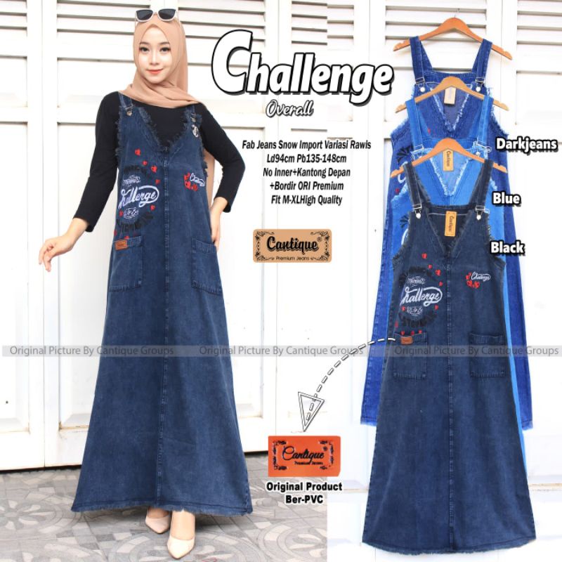 CHALLENGE OVERALL BY CANTIQUE (OVERALL JEANS) Overall muslimah jeans rekomended