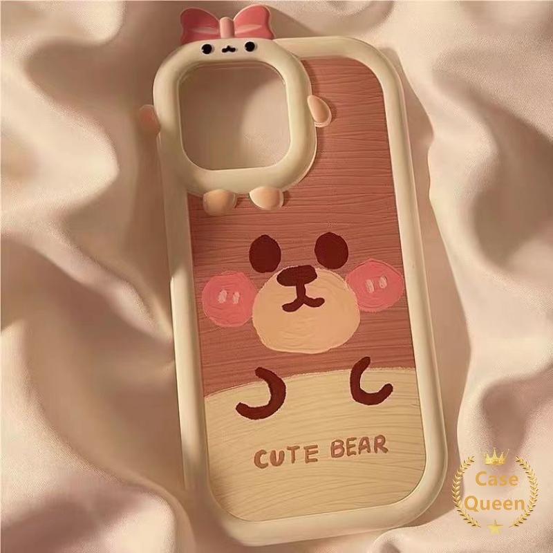 Bow-knot Little Monster Beruang Lucu Case Oppo A17 A7 A5s A12 A95 A76 A96 A16K A52 A16 A74 A55 A57 2022 A15 A57 2022 A53 A17K A3s A12E A54 A31 A5 A9 A16s A15s A36 Reno8 7 5 Gamis 5F 4F