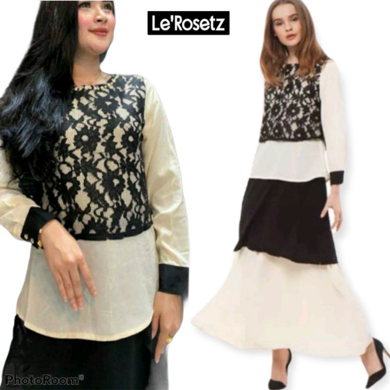 Maxi Dress Le Rosetz/Longdress/Gaun Panjang/ Gamis Branded/Baju Muslimah Syar'i/Baju Kondangan Musli