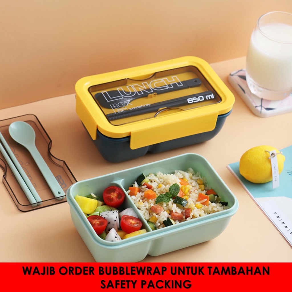 LUNCH BOX BENTO / KOTAK MAKAN / TEMPAT MAKAN TRASPARAN 850 ML BPA FREE