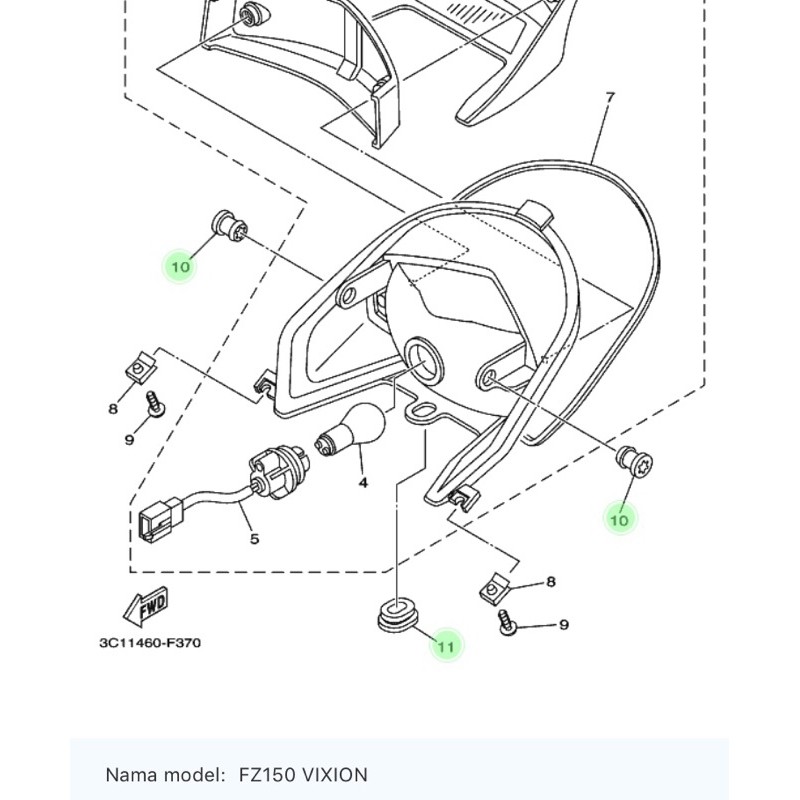 karet gromet lampu belakang vixion lama original yamaha