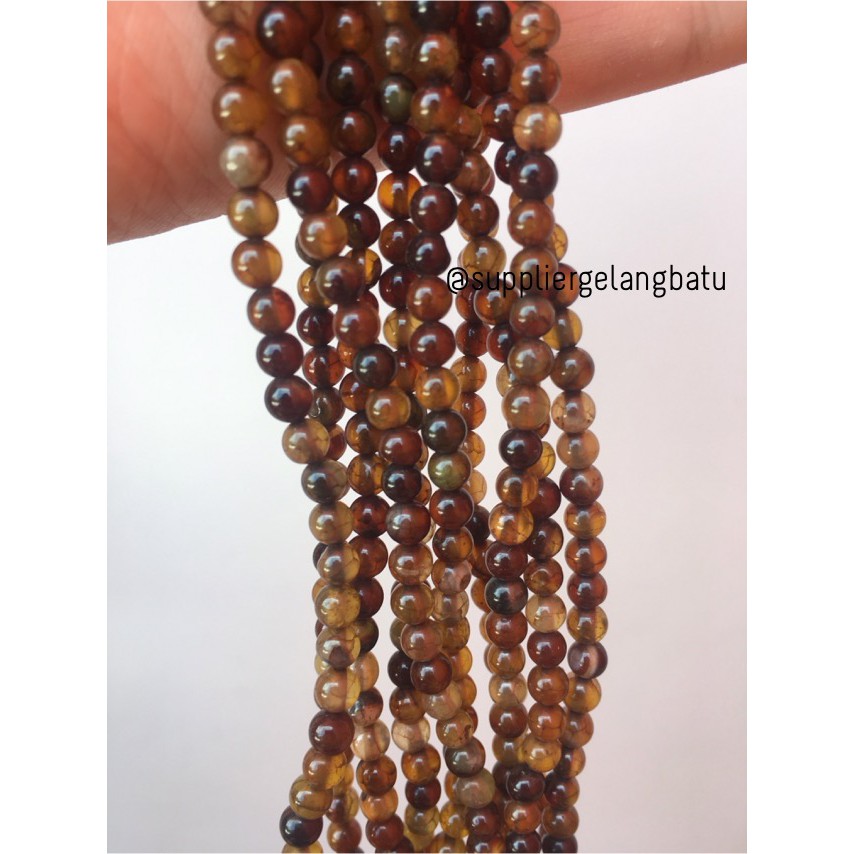 bahan yellow agate 4mm natural kuning corak akik alam asli aksesoris bongkah batu kerajinan tangan