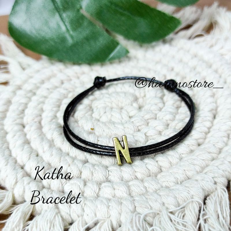 Katha Bracelet Tali Waterproof [N~Z] / Gelang Inisial / Gelang Tali / Gelang Nama / Gelang Couple