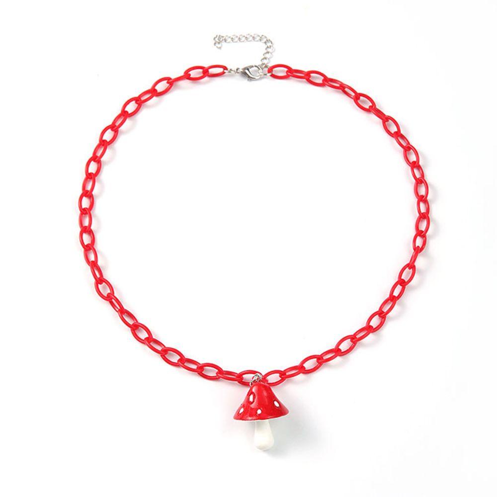 Preva Jamur Kalung Bohemian Perhiasan Chokers Lucu Kawaii Liar Permen Warna