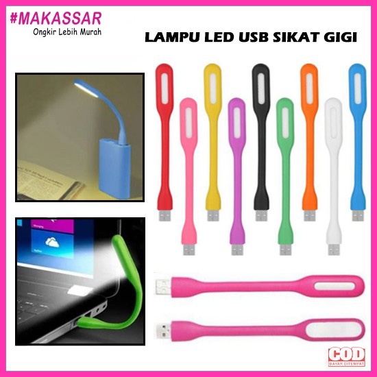 LAMPU LED USB PORTABLE / Lampu Sikat Gigi emergency lamps light portable belajar baca laptop powerbank