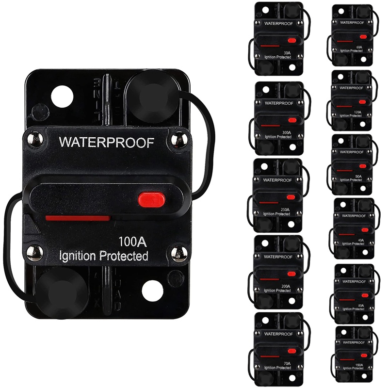 Waterproof Circuit Breaker,With Manual Reset,12V-48V DC,100A,for Car Marine Trolling Motors Boat Power Protect