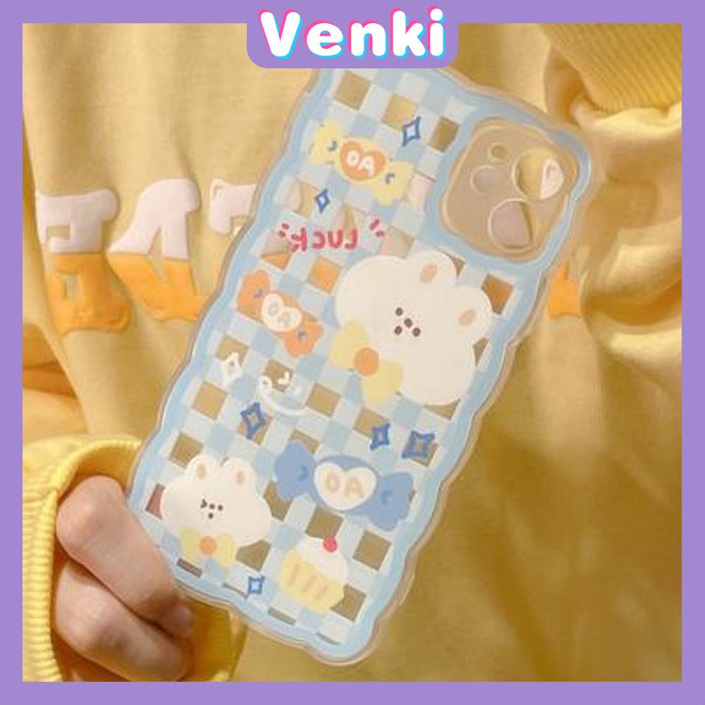 iPhone Case Silicone Soft Case Clear Case Wave Non-Slip Shockproof Camera Full Coverage Protection Bear Cute Blue For iPhone 13 Pro Max iPhone 12 Pro Max iPhone 11 iPhone 7 Plus